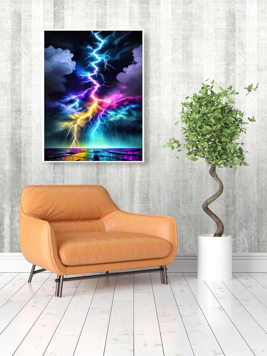 Diamond Art Painting Kits for Adults, Colorful Lightning 5D Diamond Painting Dots Art Kits for Adults Beginner, DIY Full Round Gem Crystal Art Paint by Diamond, Home Wall Decor 12x 16 in