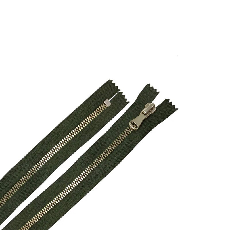 5MM Closed Bottom Zipper Olive Tape Brass Teeth 7-20 Inches
