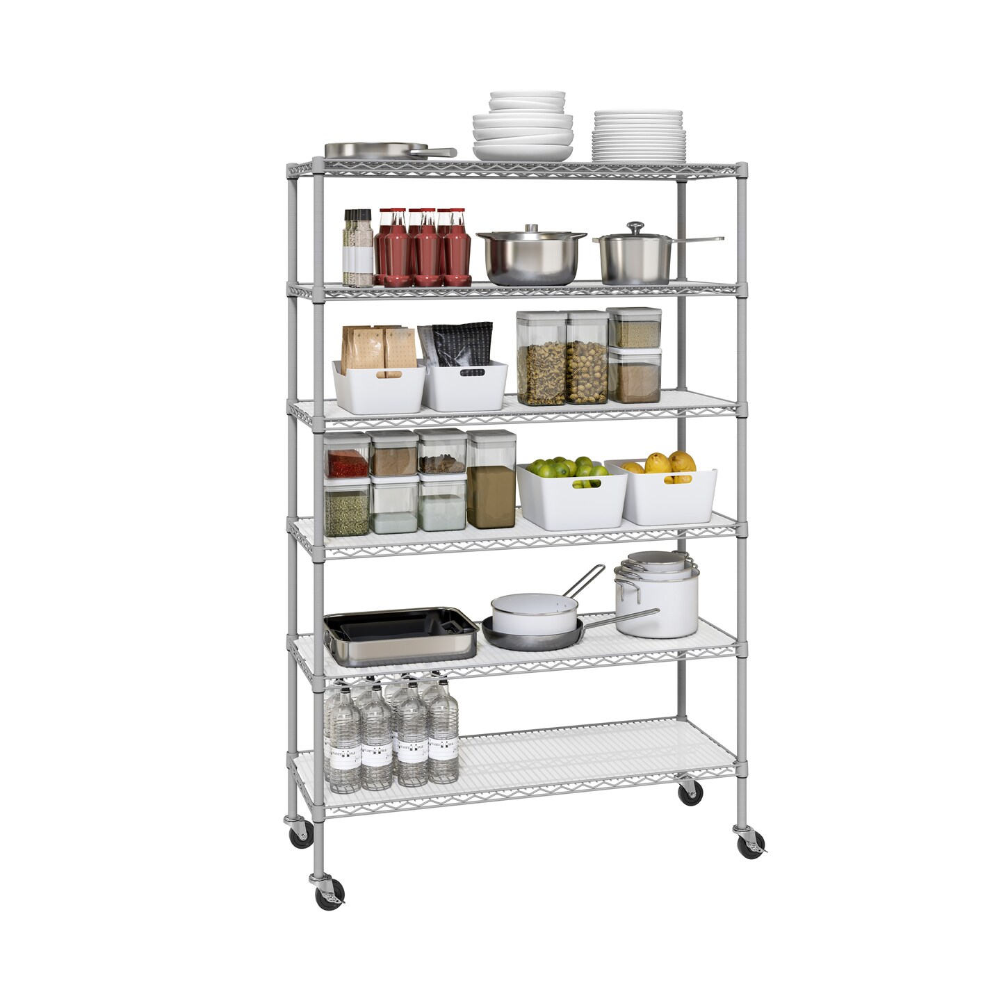 Seville Classics UltraDurable 6-Tier NSF Steel Shelving with Shelf Liners, 48" W x 18" D x 75.5" H