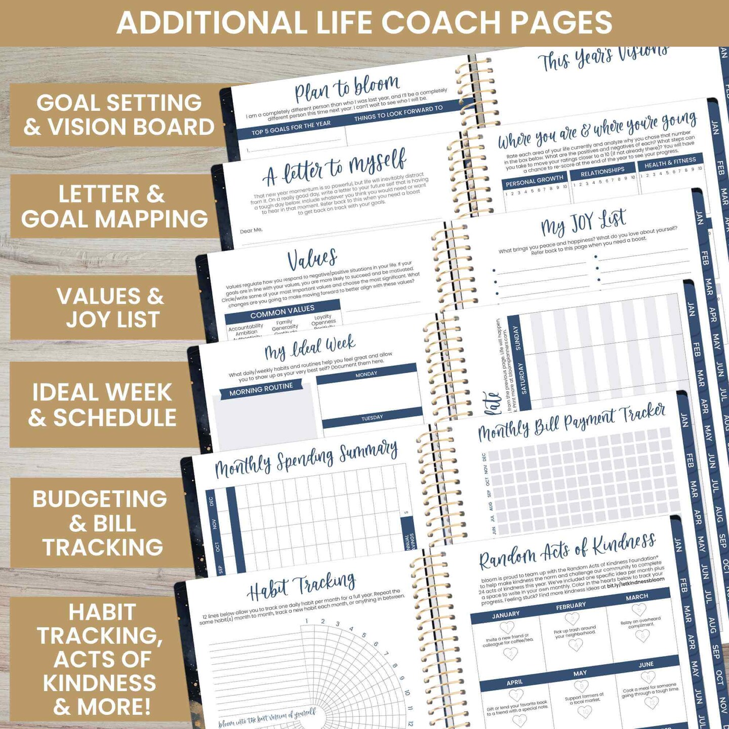 bloom daily planners 2025 Soft Cover Planner, 5.5" x 8.25", Midnight Sky