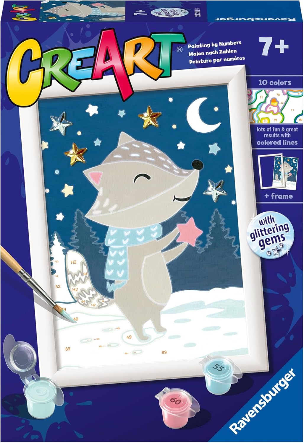 CreArt Cute Badger Paint by Numbers Kit for Kids - Painting Arts and Crafts for Ages 7 and Up