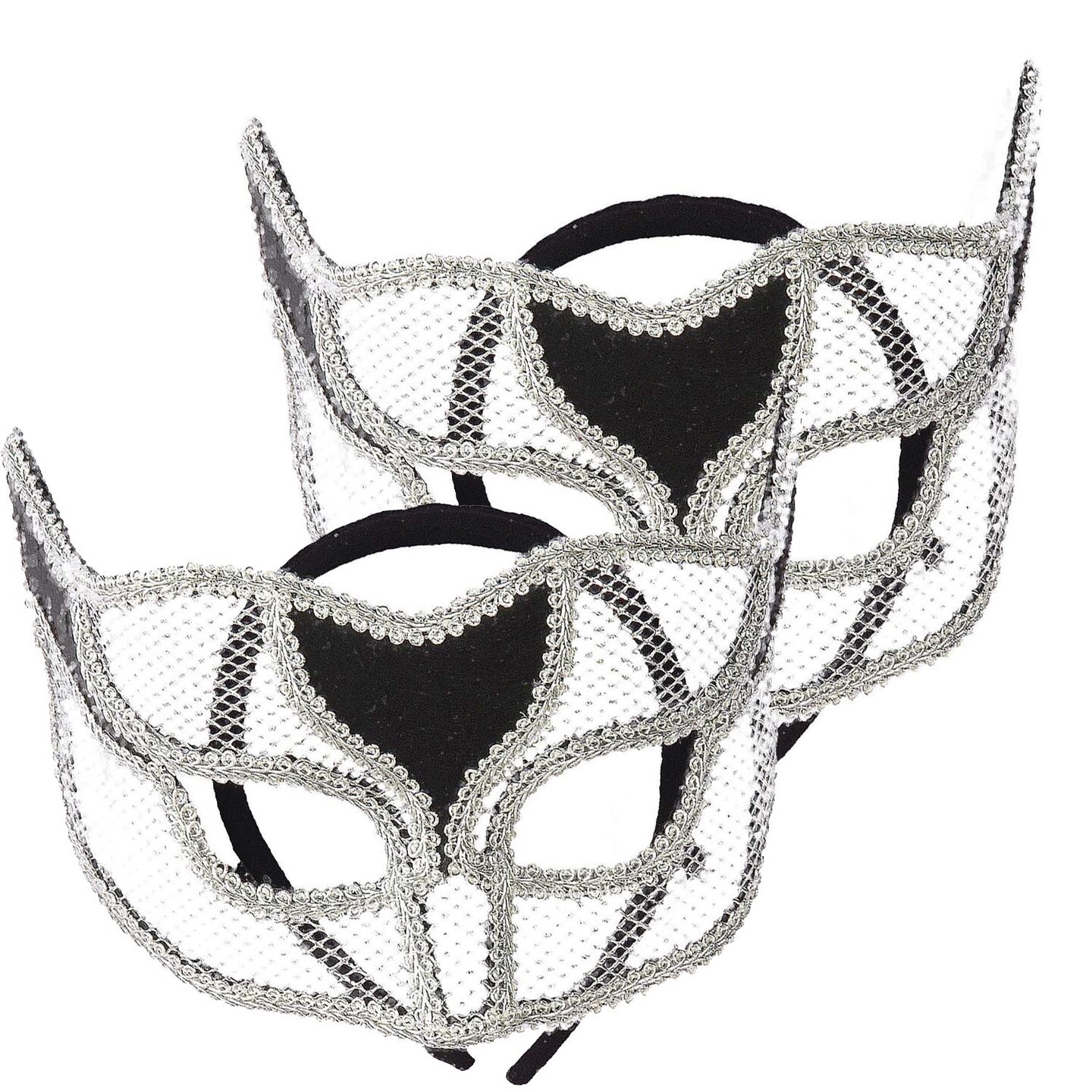 Elegant Silver Netted Masquerade Mask