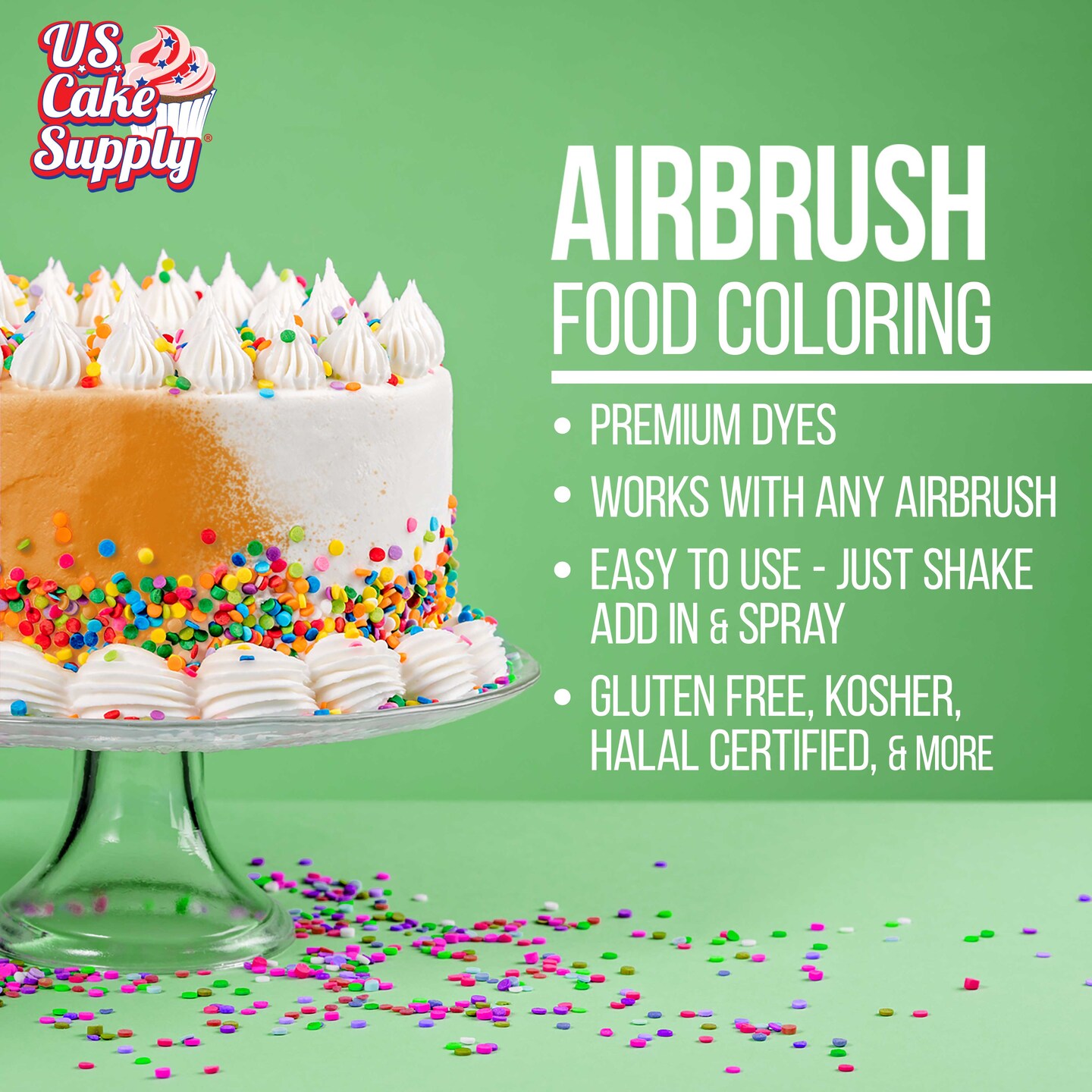 2-Ounce 12-Color Airbrush Cake Color Kit with USA Color Mixing Wheel