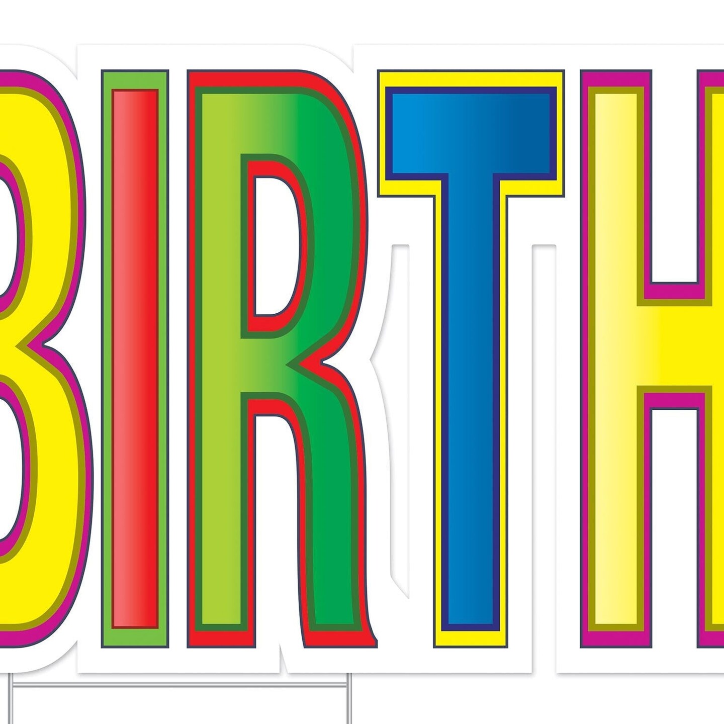 4 Pack Beistle Plastic Jumbo Happy Birthday Yard Sign Set - Multi-Color