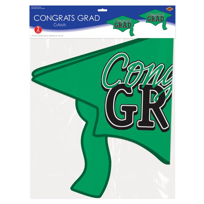 24 Pack Beistle Green Congrats Grad Cutout Decorations