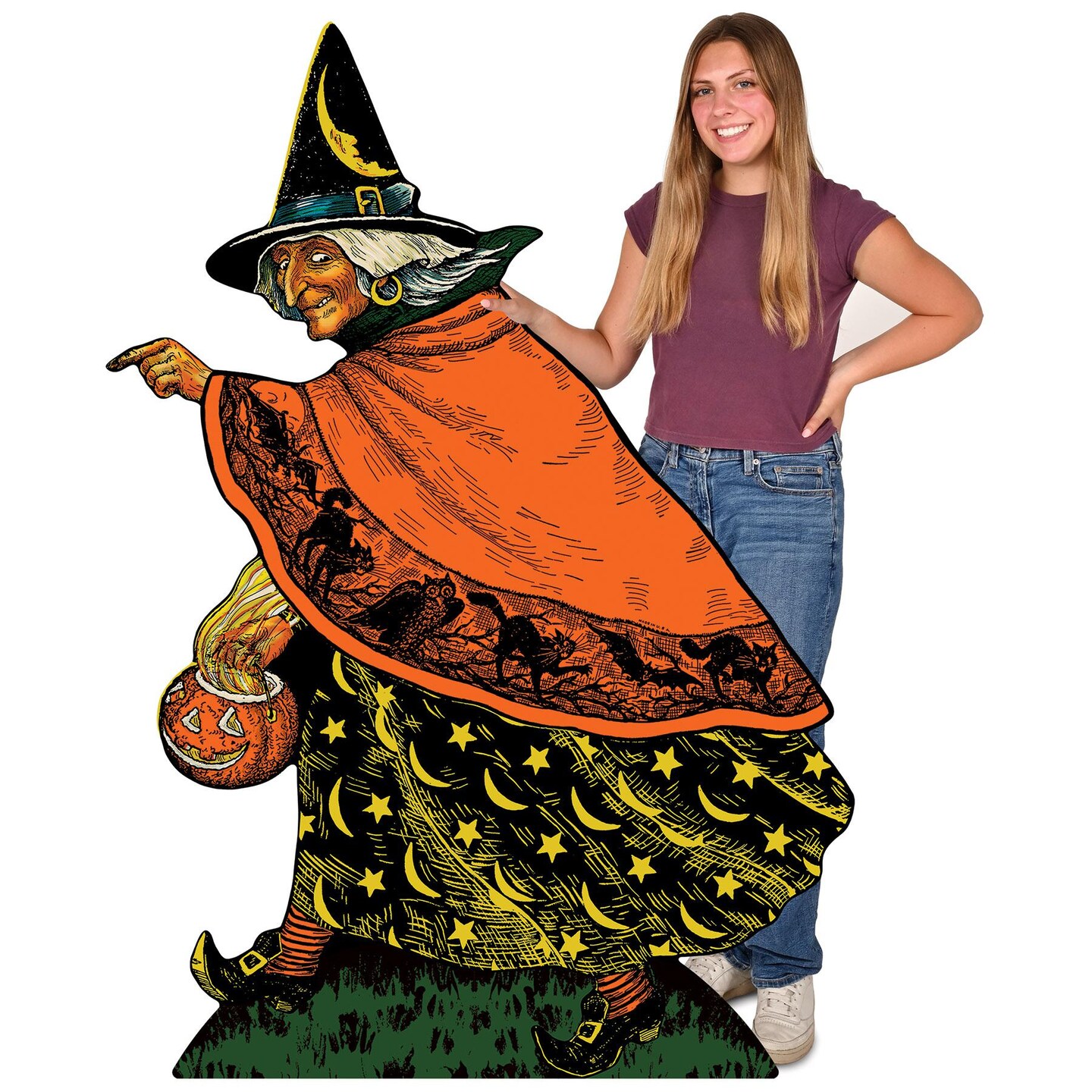 4 Pack Beistle Vintage Halloween Witch Stand-Up Decoration