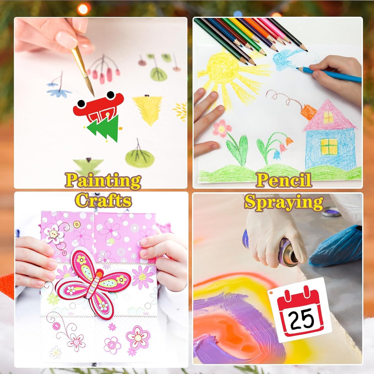 100 Pcs 2 Inch Christmas Stencils for Painting Crafts (Christmas) 2&#x22;L x 2&#x22;W