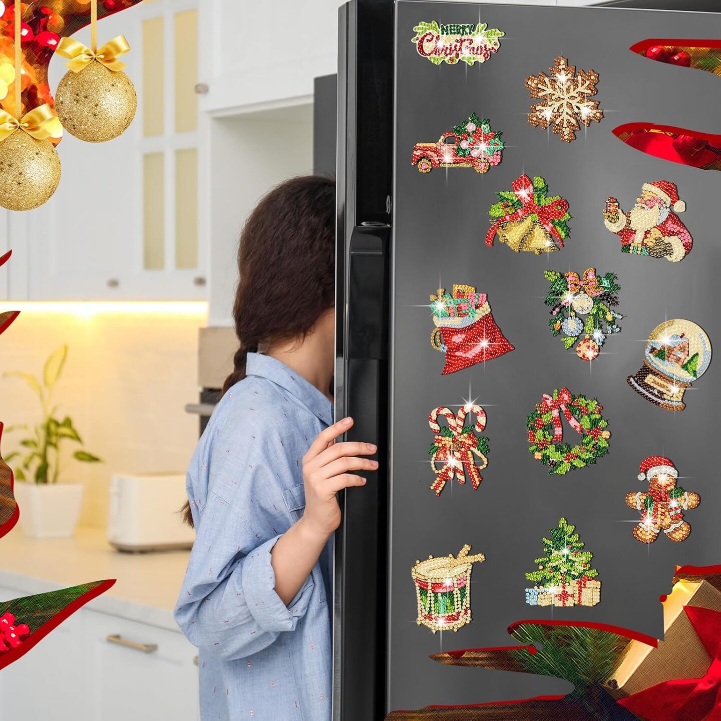 30 Pcs Christmas Diamond Painting Magnets Kits(Xmas)
