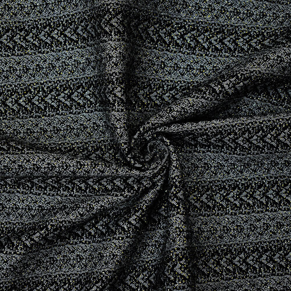 Black-White-Gold Rayon Blend Stretch Lace Stripe Bengaline Jacquard Fabric By the Yard