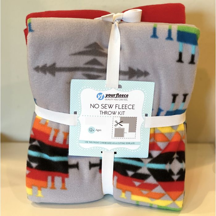 Colorful Southwest Anti-Pill No-Sew Throw Fleece Fabric Kit