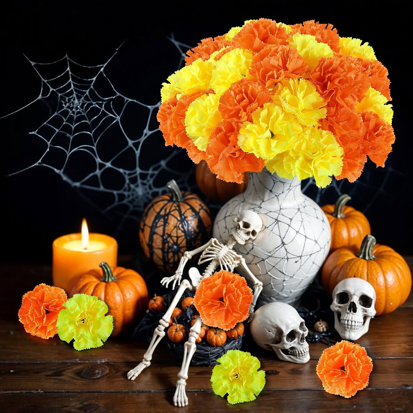 Marigold Flowers for Day of The Dead Decorations (Orange)