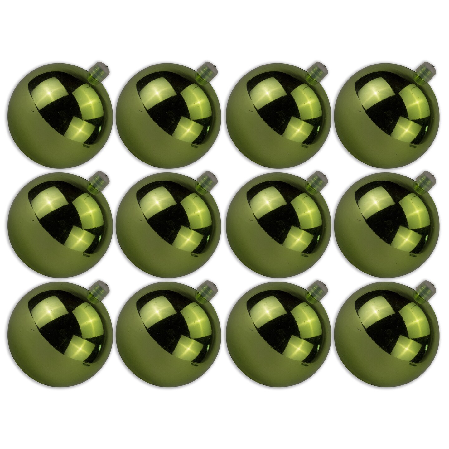 12 Pack 70mm 2.75 Shiny Lime Green Ornament with Wire and UV Coating