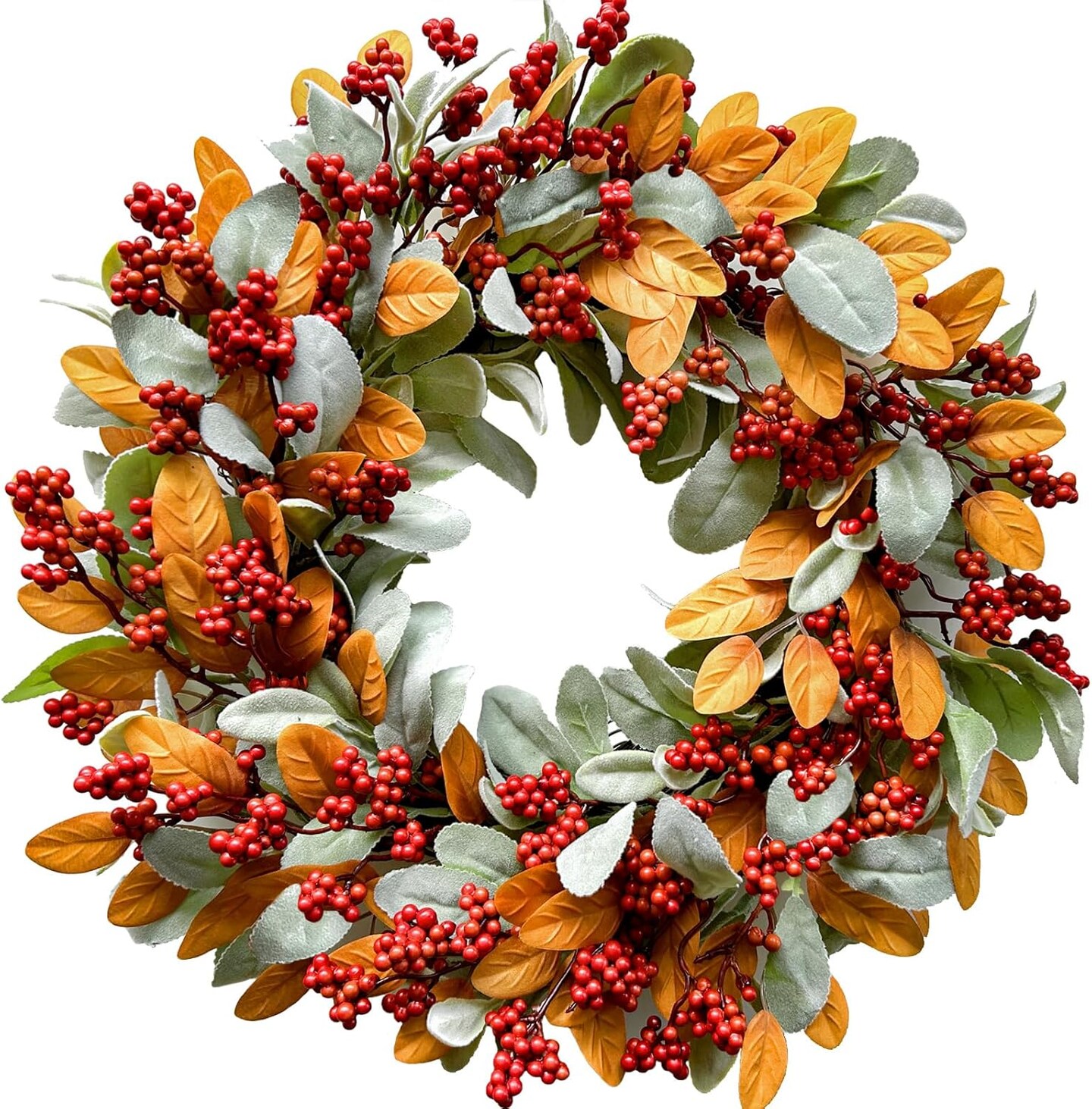 18inch Autumn Wreath(Orange)13.39&#x22;D x 14.57&#x22;W x 3.15&#x22;H