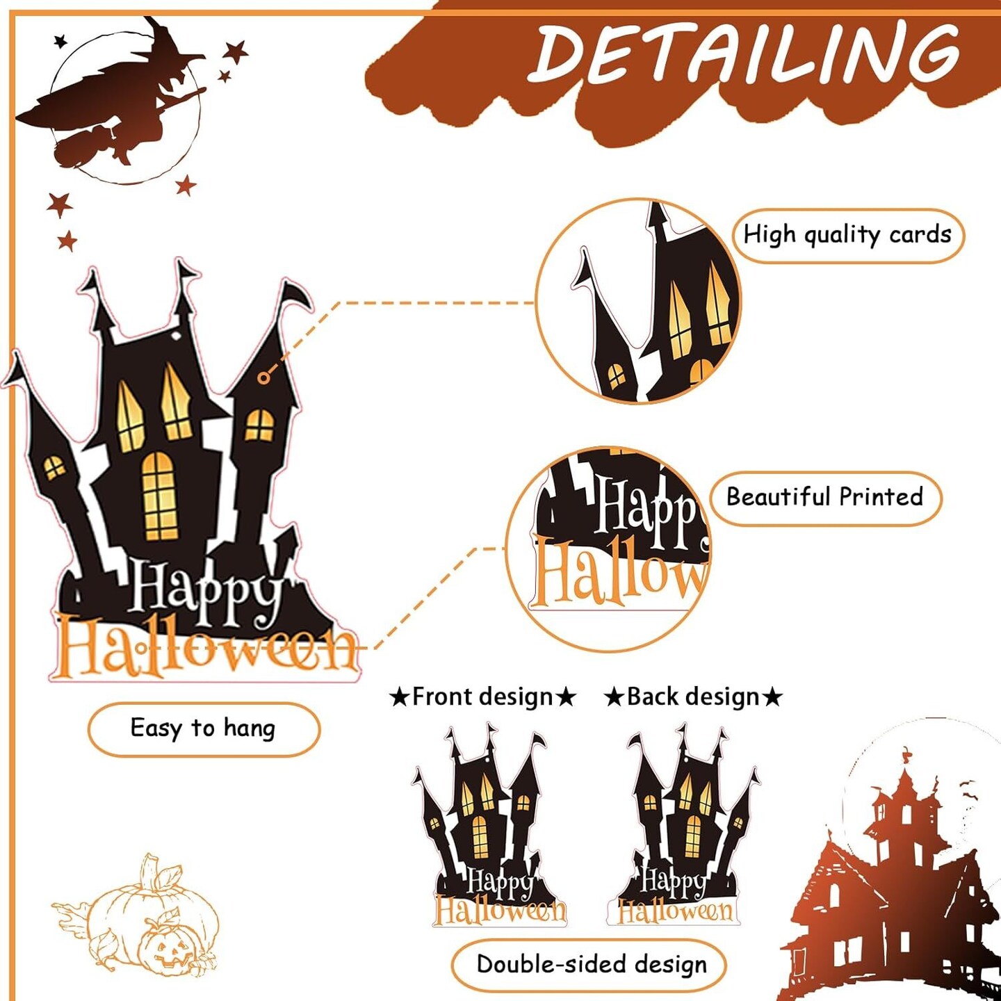 36Pcs Halloween Hanging Swirl Decorations Skeleton Spider Ghost Spooky Ceiling Decor Double Sided Paper Boo Day Card Foil Streamers for  Outdoor Indoor Halloween Trick or Treat Decor Supplies