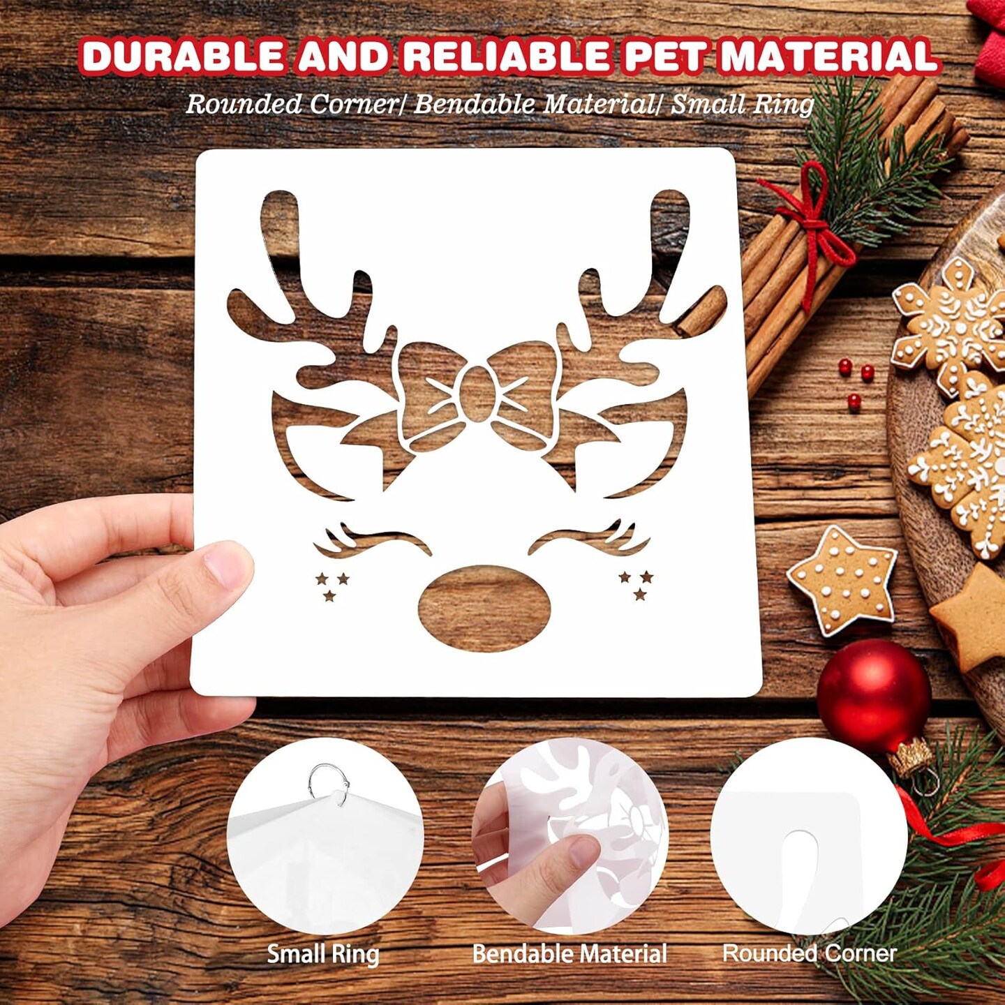 Large Merry Christmas Stencils for Crafts Reusable (Christmas Stencils) 14.75&#x22;L x 8&#x22;W