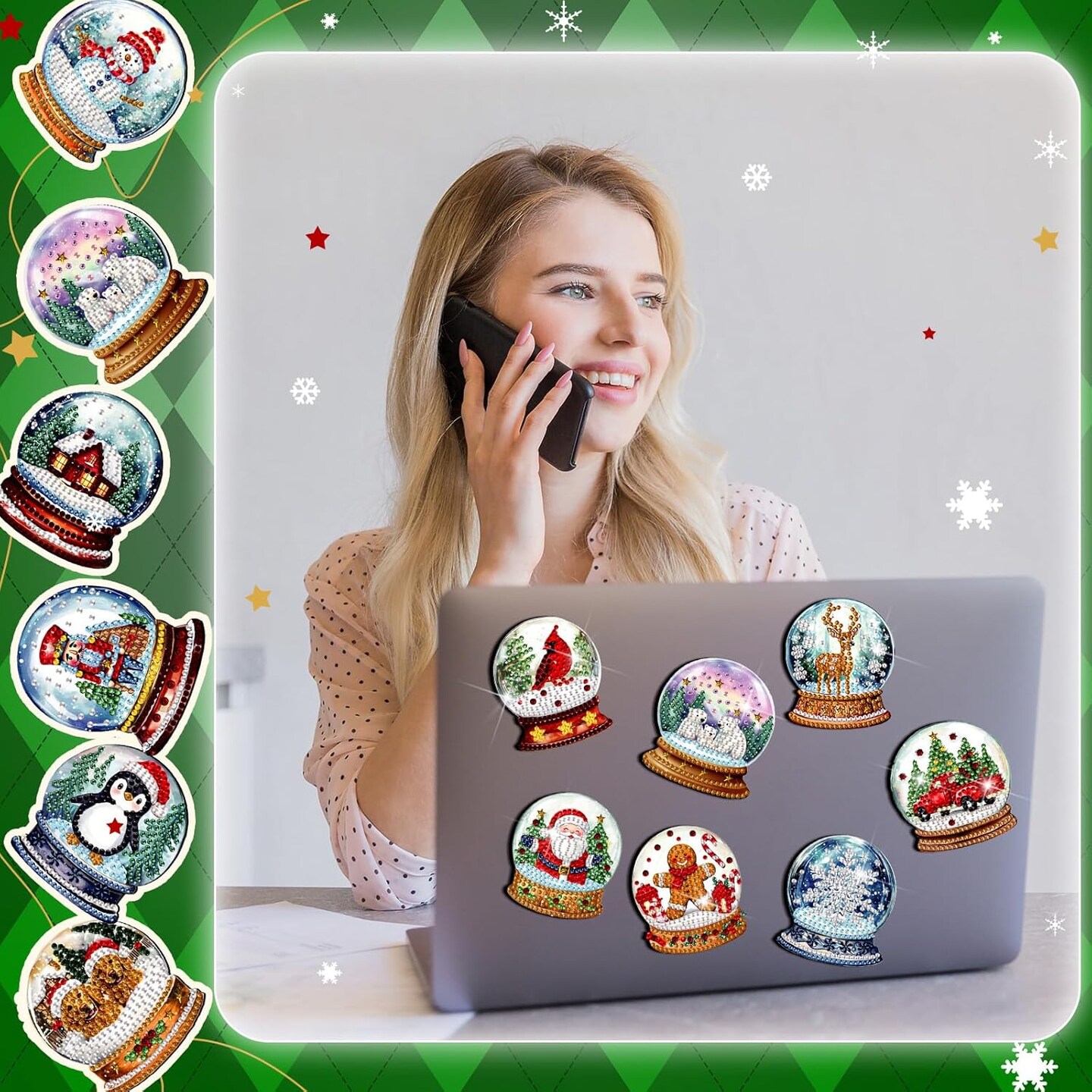 30 Pcs Christmas Diamond Painting Magnets Kits Winter Adult