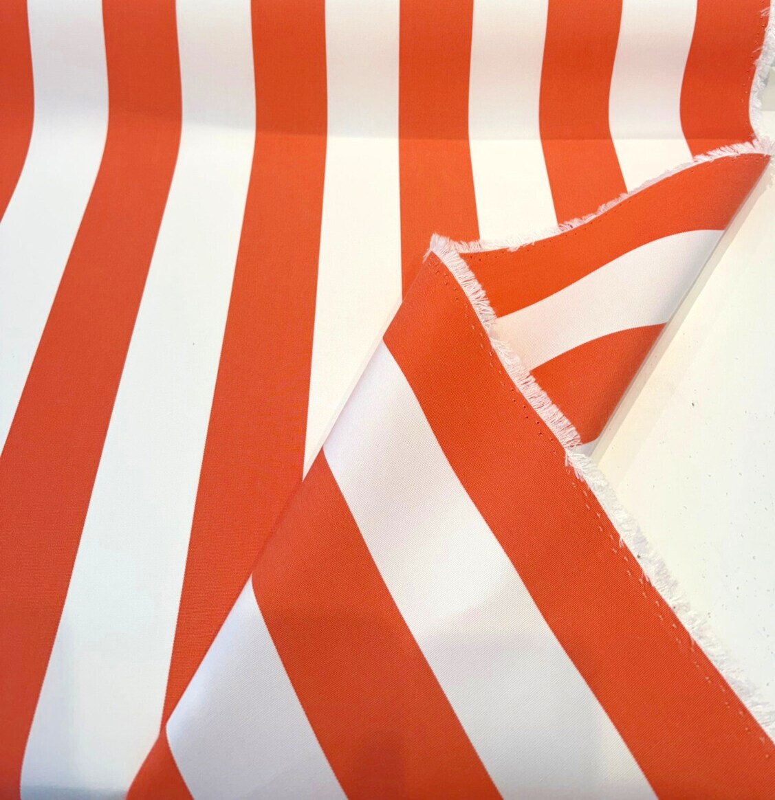1 Yard Townsend Melon Orange Stripe Outdoor Performance Upholstery Fabric 54 Inch Width