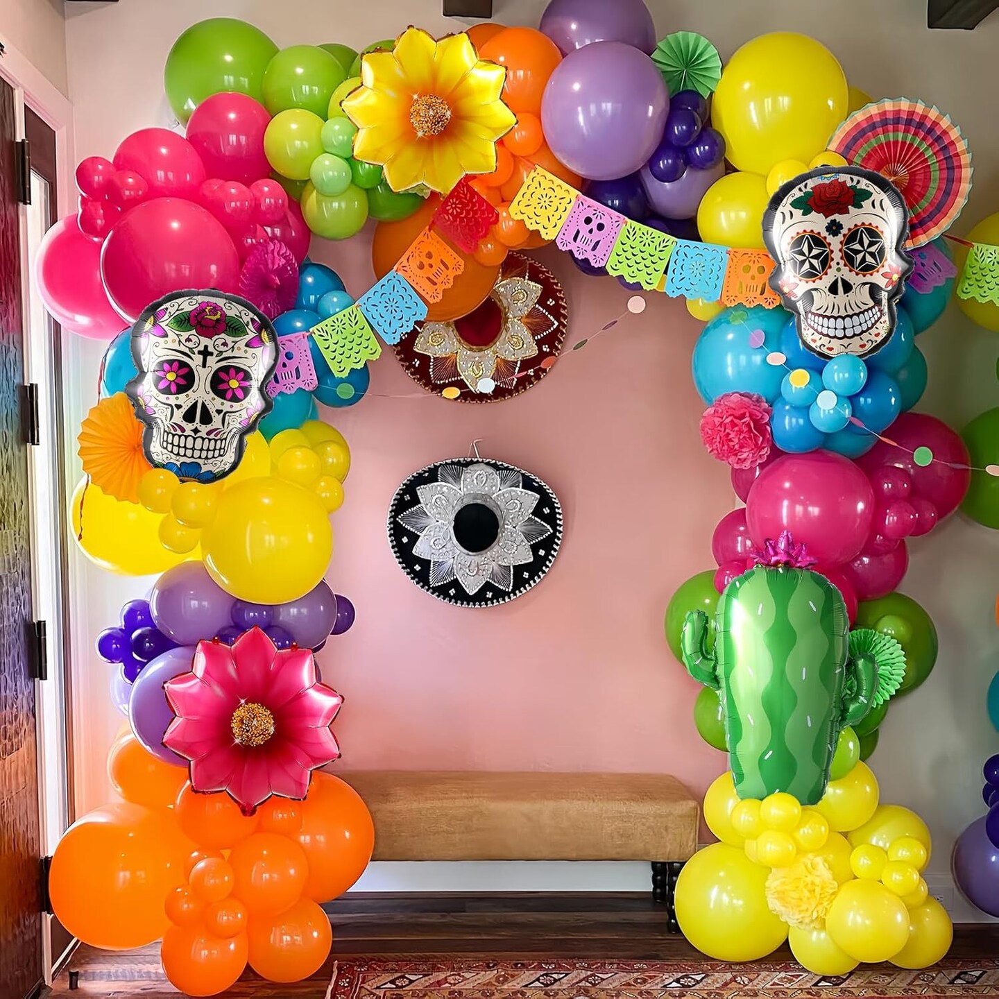 160PCS Mixed Colorful Day of the Dead Balloon(Multicolor)1 x 1 x 1 inches