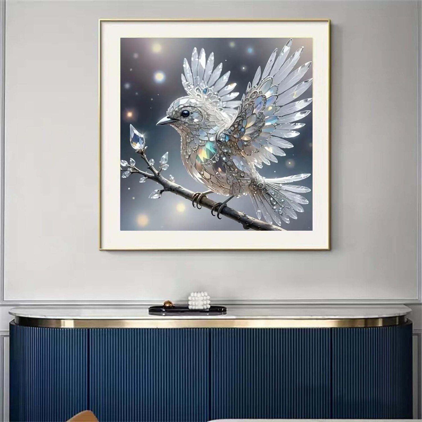 Winter White Bird Diamond Painting Kit for Adults – 5D Full Drill DIY Diamond Art for Beginners – Gem Dot Craft Kit for Home Wall Decor – 12x12 Inch