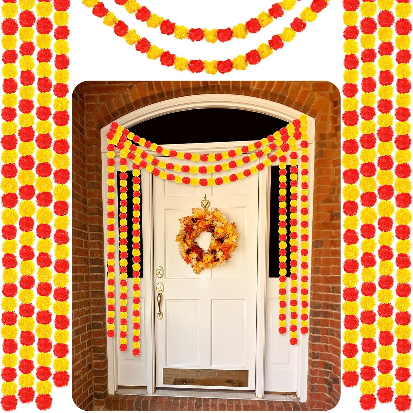 10 Pcs 5 ft Marigold Garland(Red and Yellow)11.1 x 7.99 x 3.27 inches