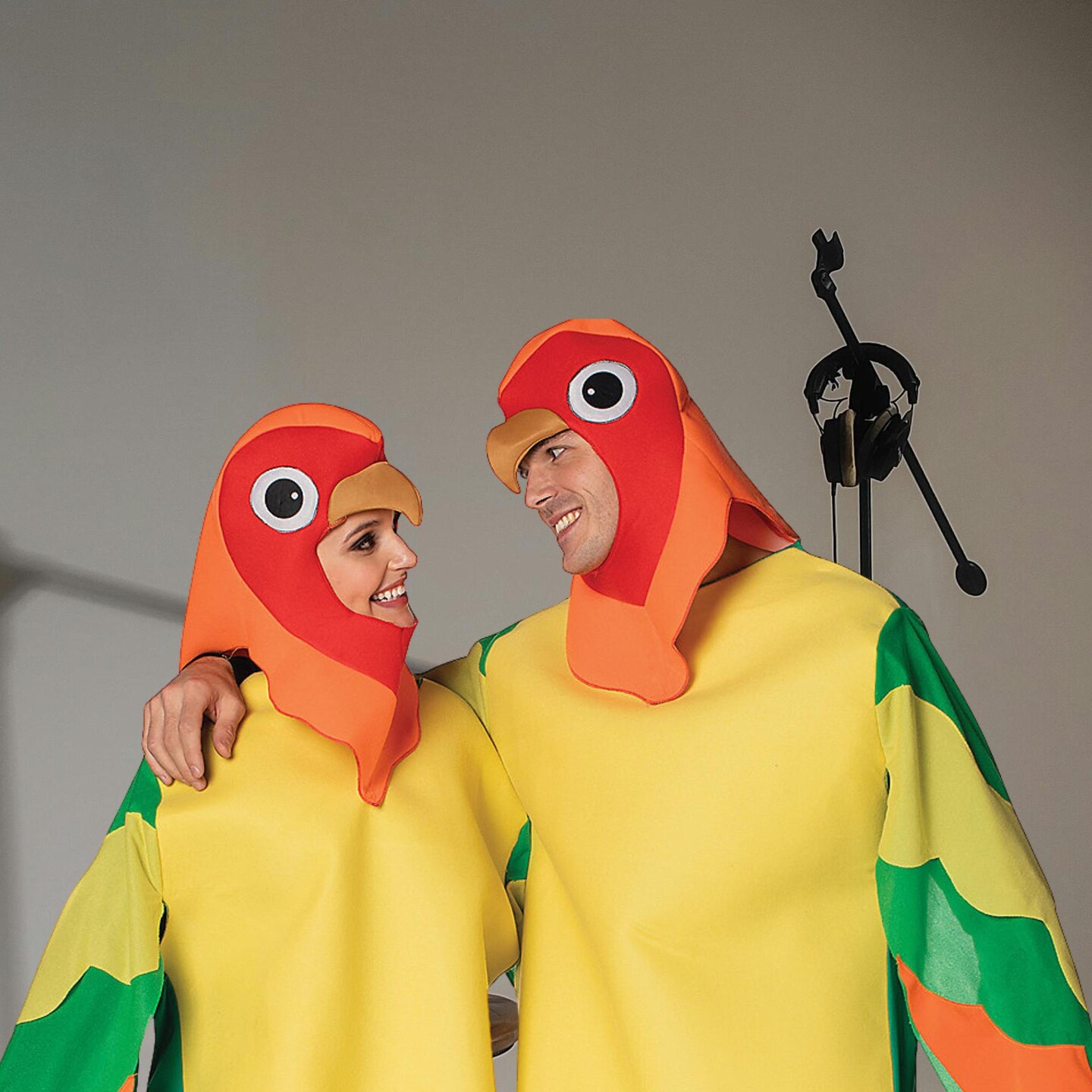 2 Pieces Love Birds Couples Costume Multi Colored Tunics Headpieces