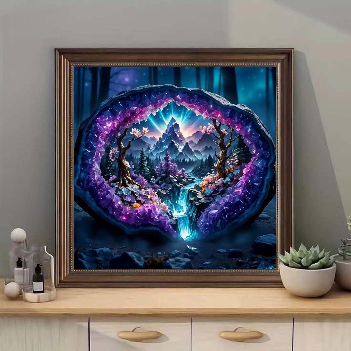 Waterfall Diamond Painting Kit for Adults &#x2013; 5D Crystal Forest Landscape Full Drill Diamond Art for Beginners &#x2013; DIY Gem Dot Scenery Craft for Home Wall Decor &#x2013; 12x12 Inch