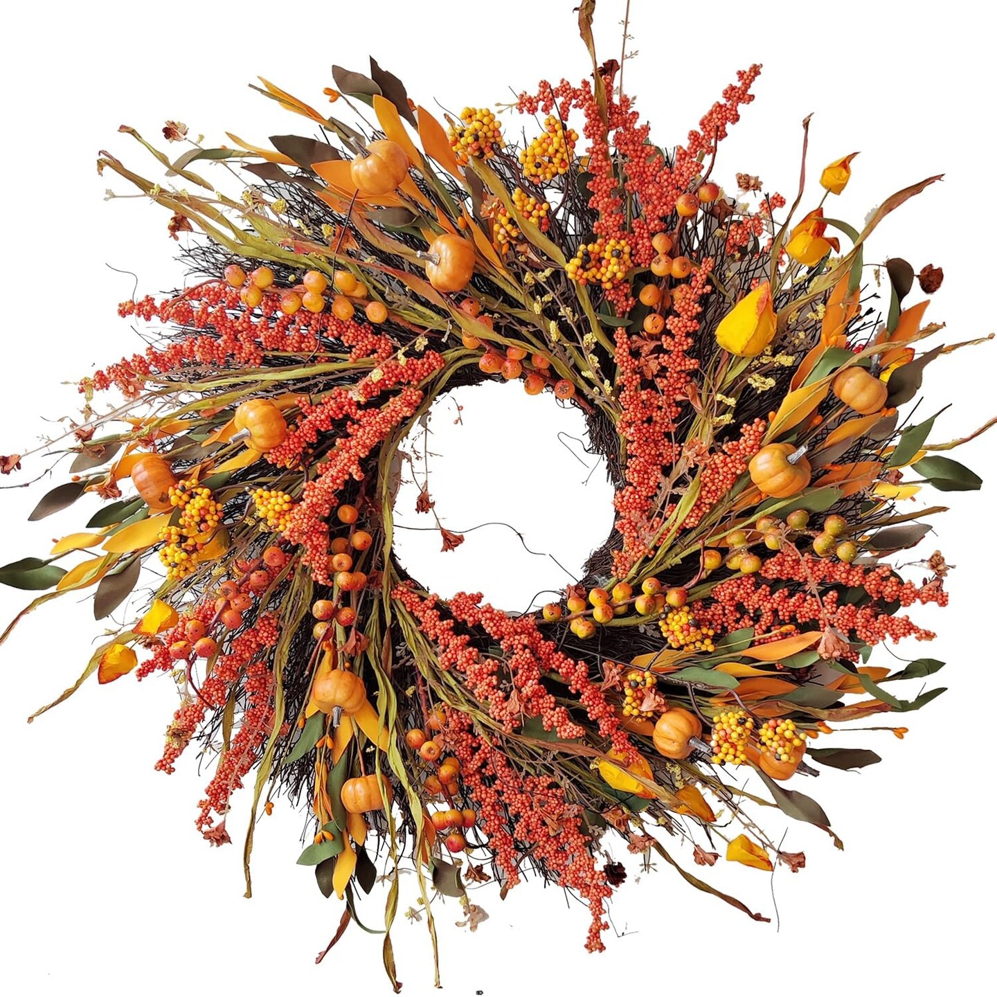 24 inch Fall Wreath Decor(06-orange Berry)