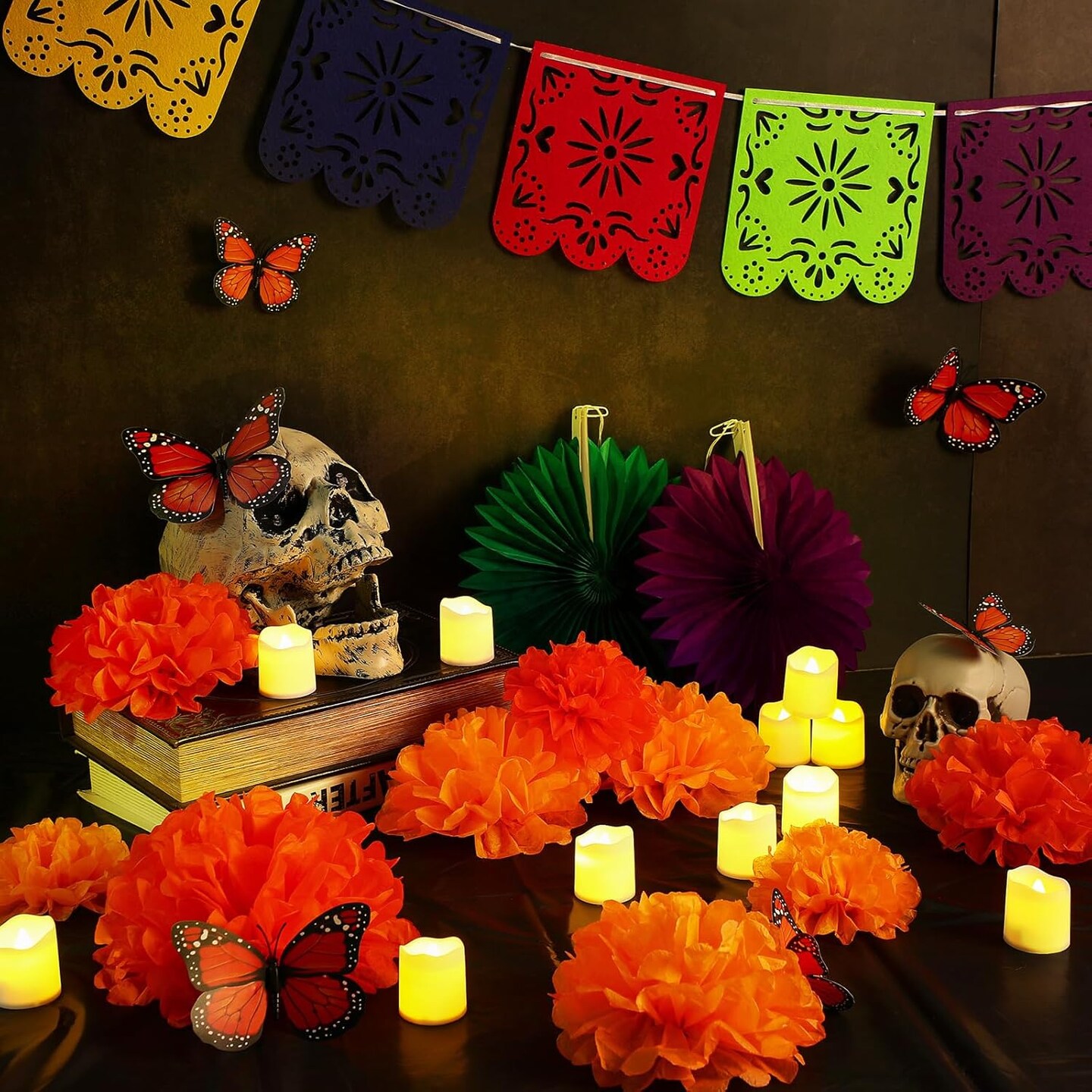 82 Pcs Day of the Dead Altar Kit(Cute Color)11.81 x 4.72 x 0.78 inches