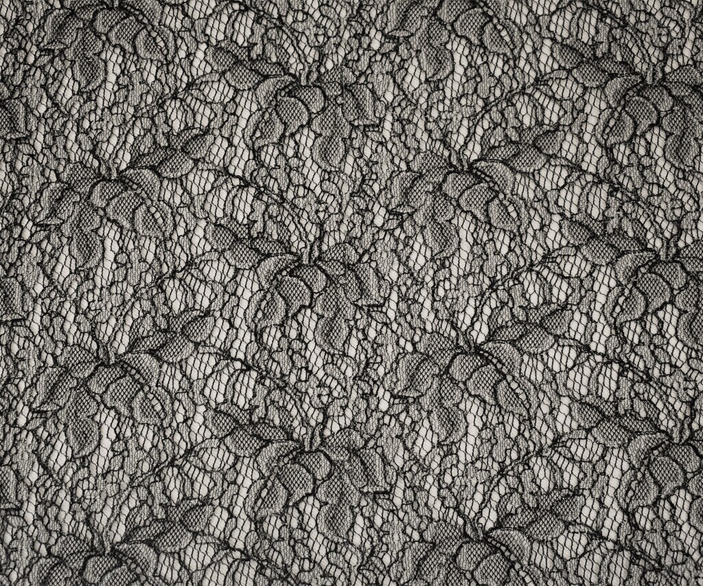 Black-White-Silver Polyester Nylon Floral Lace Mesh Knit Fabric By the Yard