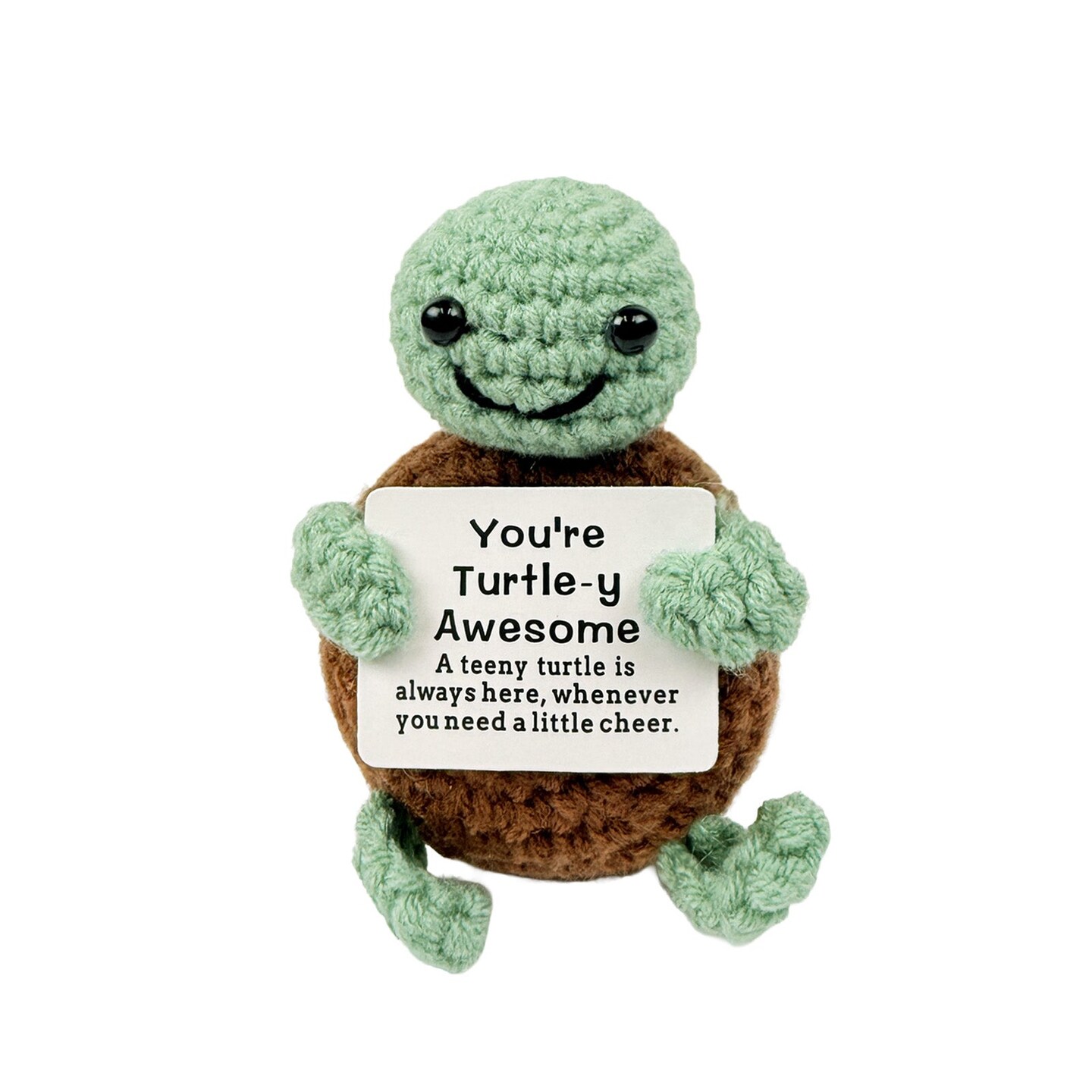 Wrapables Emotional Support and Inspirational Gift, Crochet Doll with Positive Words Card, For Appreciation, Inspiration, Turtle