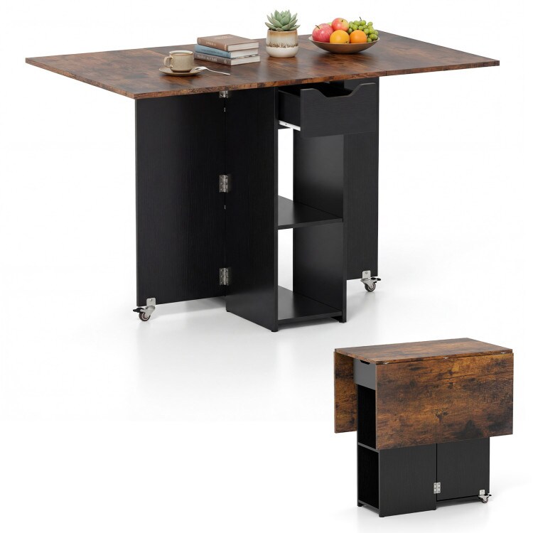 Extendable Dining Table Drop Leaf Folding Design With Storage
