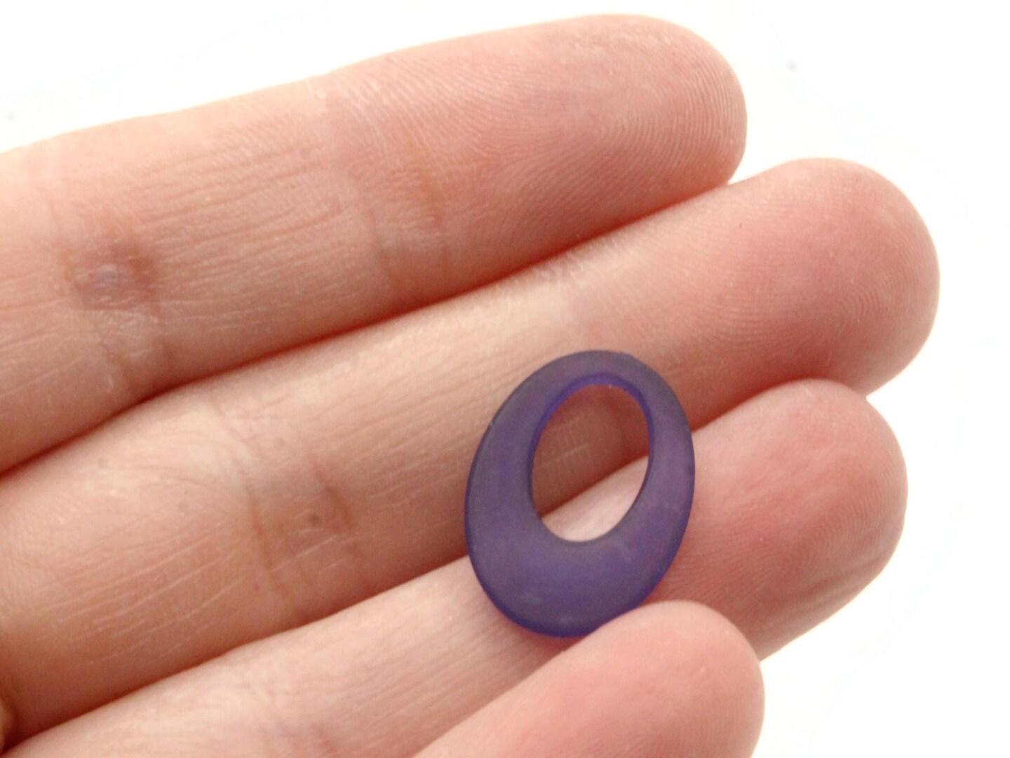 20 18mm Flat Oval Drop Large Hole Oval Donut Frosted Blue Lucite Plastic Beads