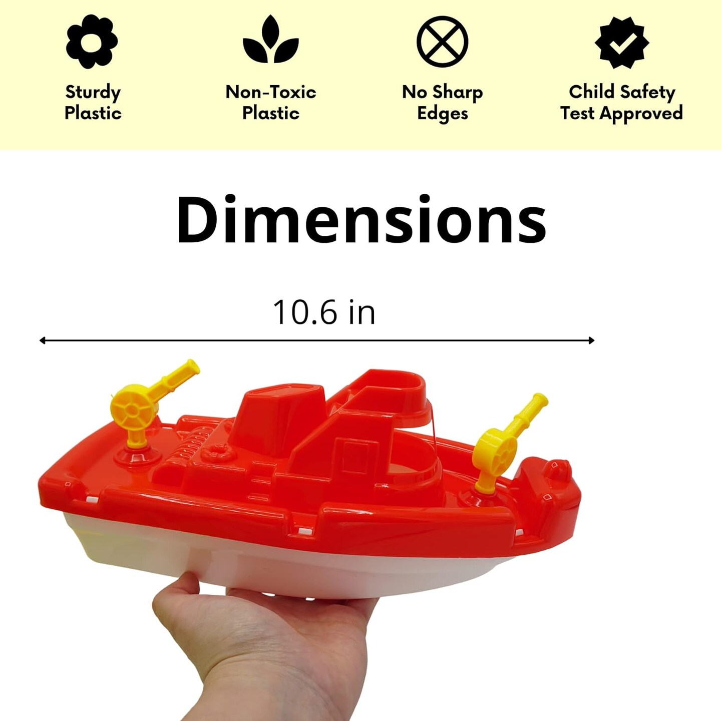 4E&#x27;s Novelty 3 Pack Toy Boat Bath Toys &#x2013; Bath Boats &#x26; Pool Toys Toddler, 10&#x22; Large Plastic Boats for Water Play