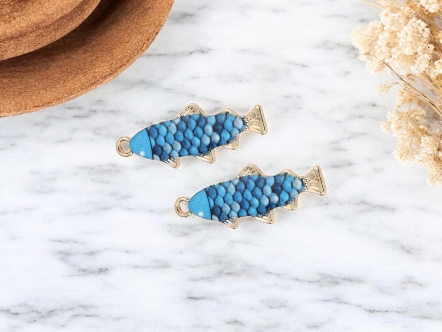 27x11mm Gold Plated Multicolor Enamel Fish Charms