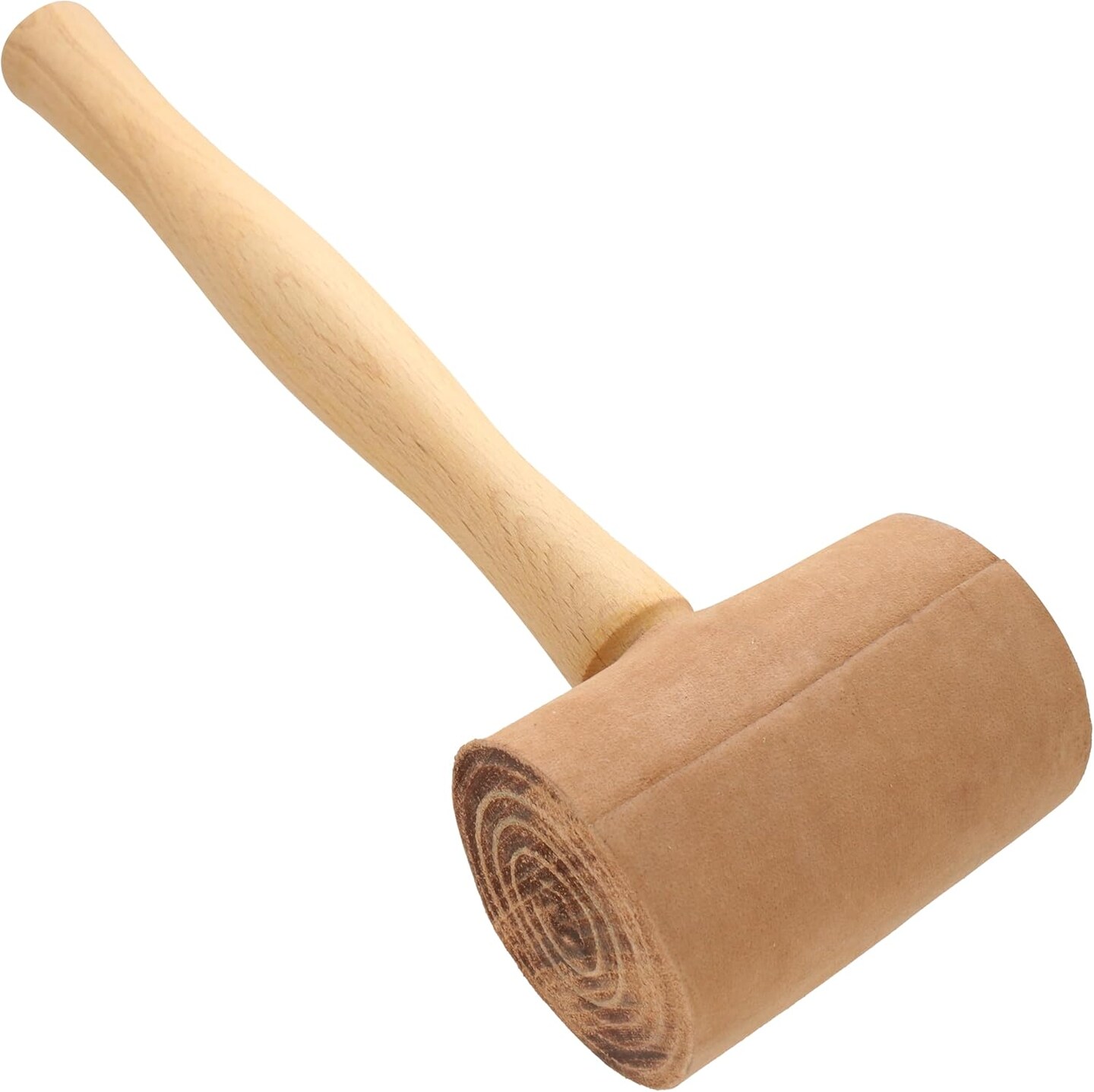 The Beadsmith Rawhide Mallet - 100% Natural Crafting Tool w/ 2&#x22; Diameter Rawhide Head and Hickory Handle, Prevents Marring and Scratching of Metal, Suitable for Leather and Metalwork