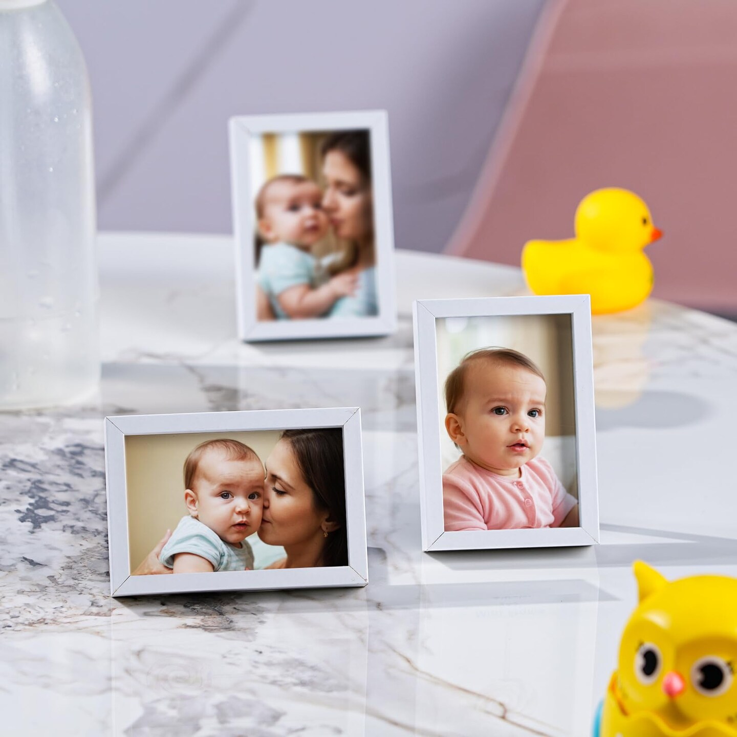 Small Picture Frames, Mini Size Baby Photo Frame, 2x3&#x27;&#x27;, Set of 6, For Tabletop Home Decor, Polaroid Picture Frame with Soft Magnet, Cute Refrigerator Magnets, White