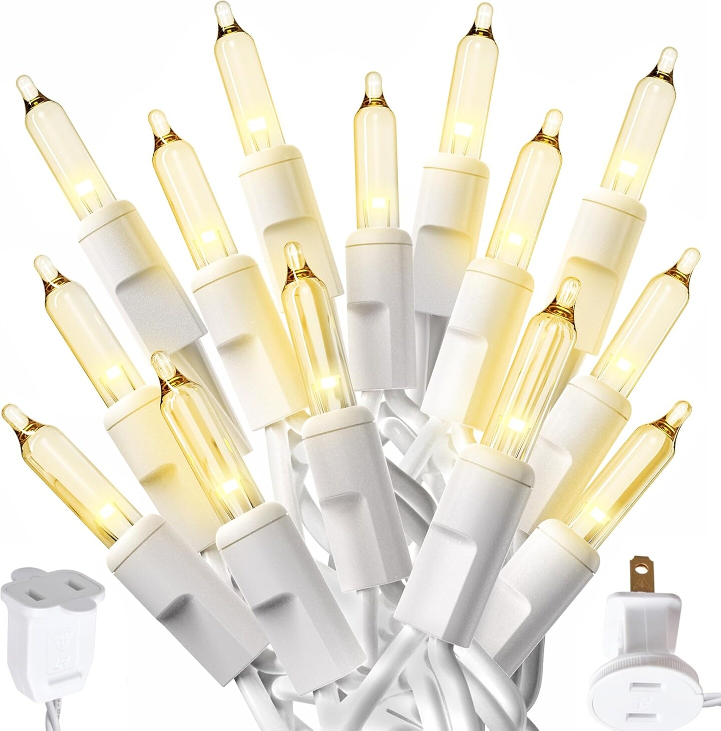 10 Ft String Lights with Christmas Tree Light Warm White - Indoor/Outdoor Decor - Easter Lights for Holidays, 50 Twinkle LED Lighting on White Wire