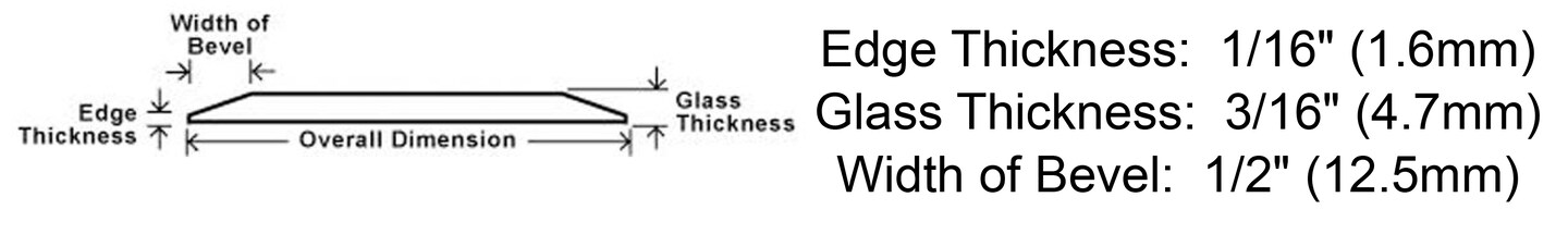 3/4&#x22; Beveled Glass Peaked Square - 4.7MM - 10 Pack