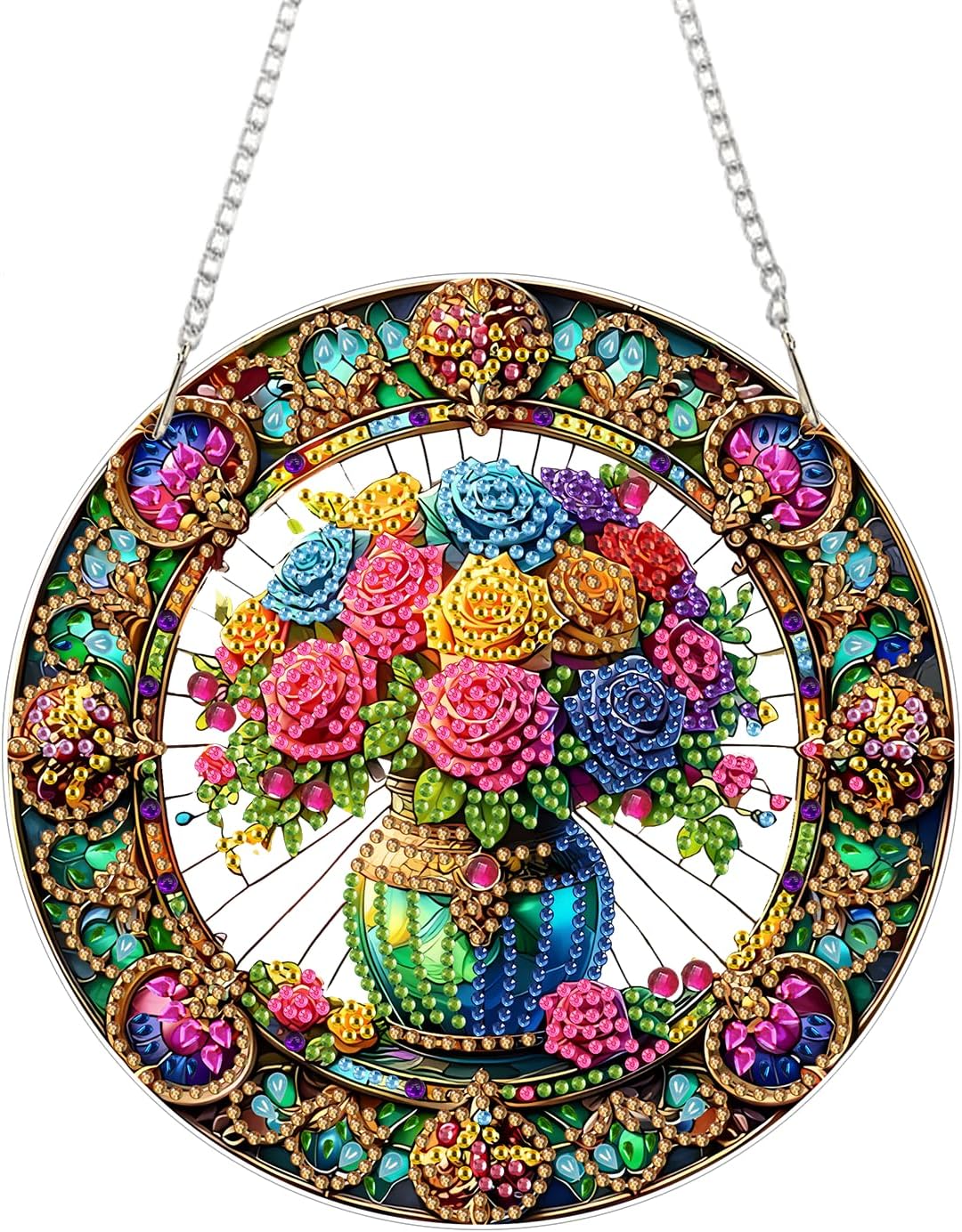 Flower Diamond Art Pendant Kit – 5D DIY Hanging Crystal Window Decoration for Adults