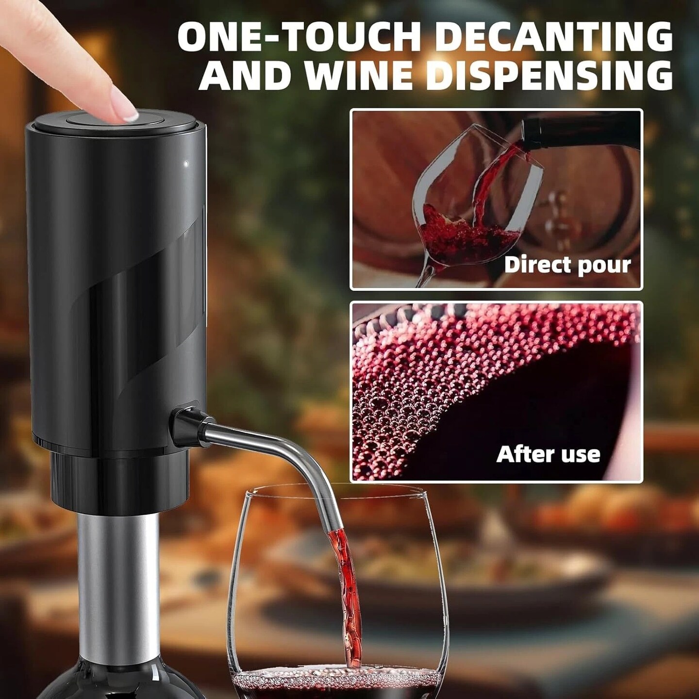 Electric Wine Decanter Aerator Dispenser Automatic One Button Dispenser