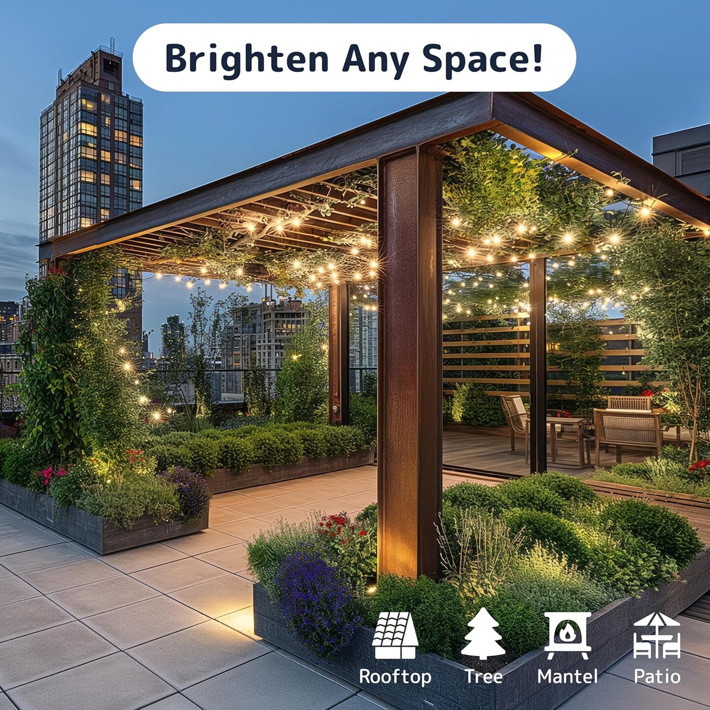 10 Ft String Lights with Christmas Tree Light Warm White - Indoor/Outdoor Decor - Easter Lights for Holidays, 50 Twinkle LED Lighting on White Wire