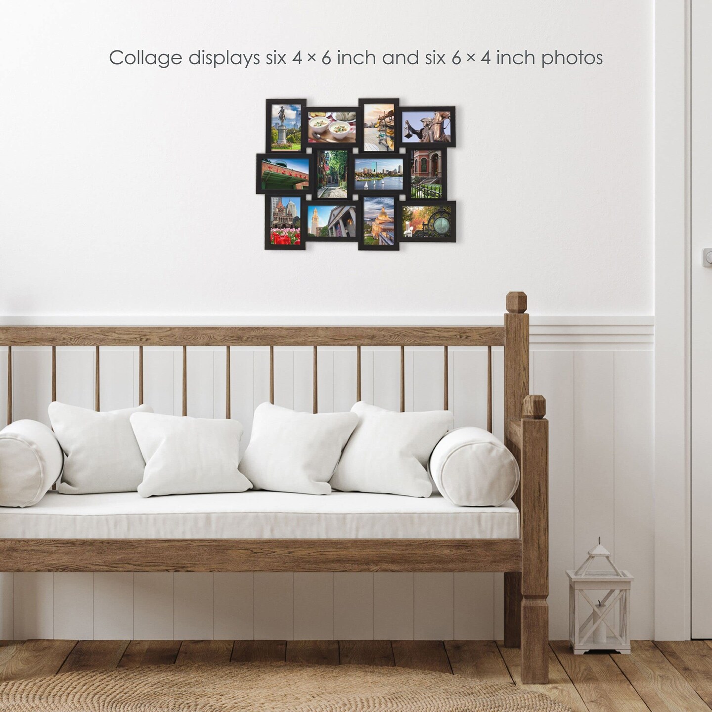12 Opening Collage Frame, Displays 4x6 and Six 6x4 Inch Photos, Black