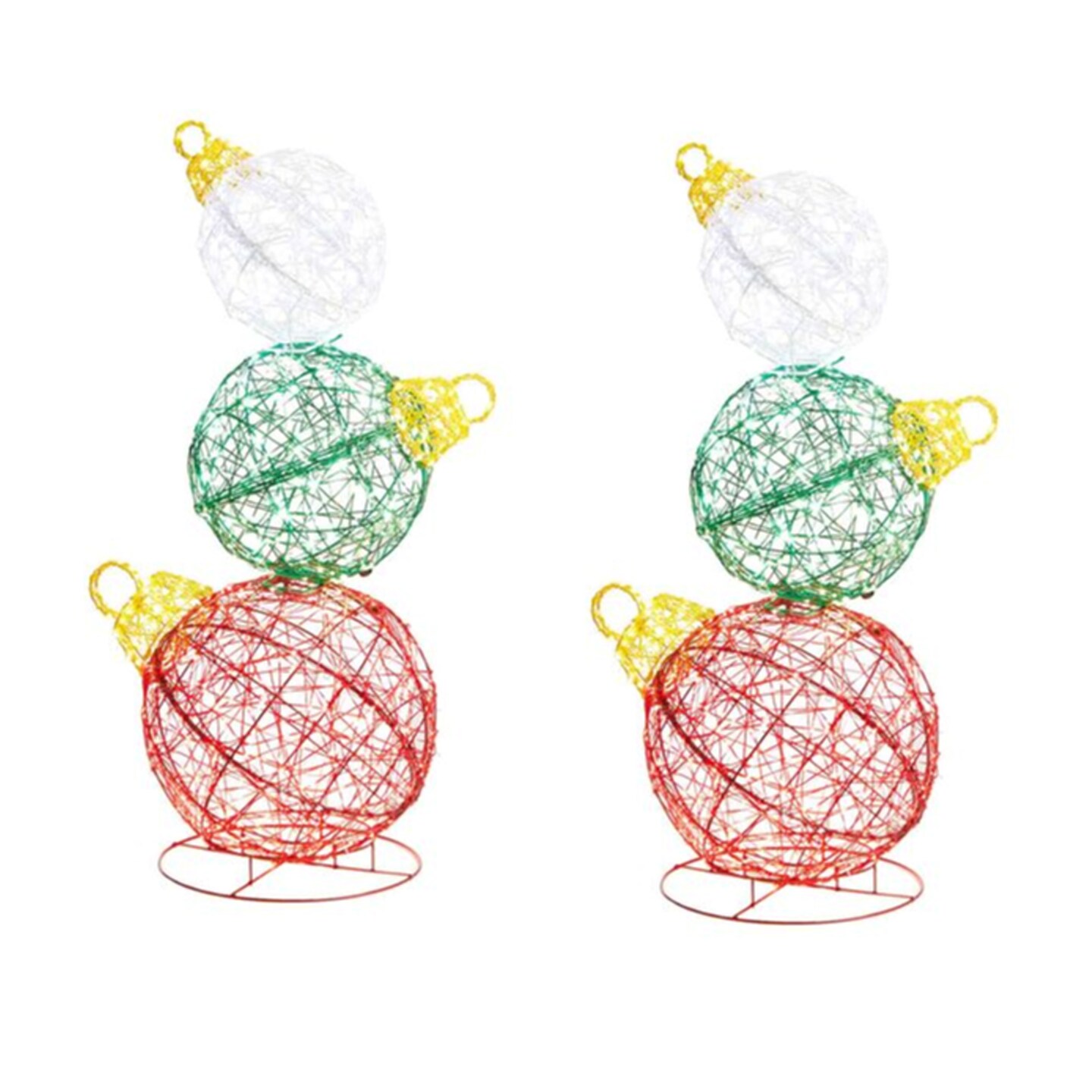 Set of 2 39.25&#x22;H Lighted Christmas 3D PVC Stacked Ornaments Outdoor D&#xE9;cor with 760 Green LED Lights