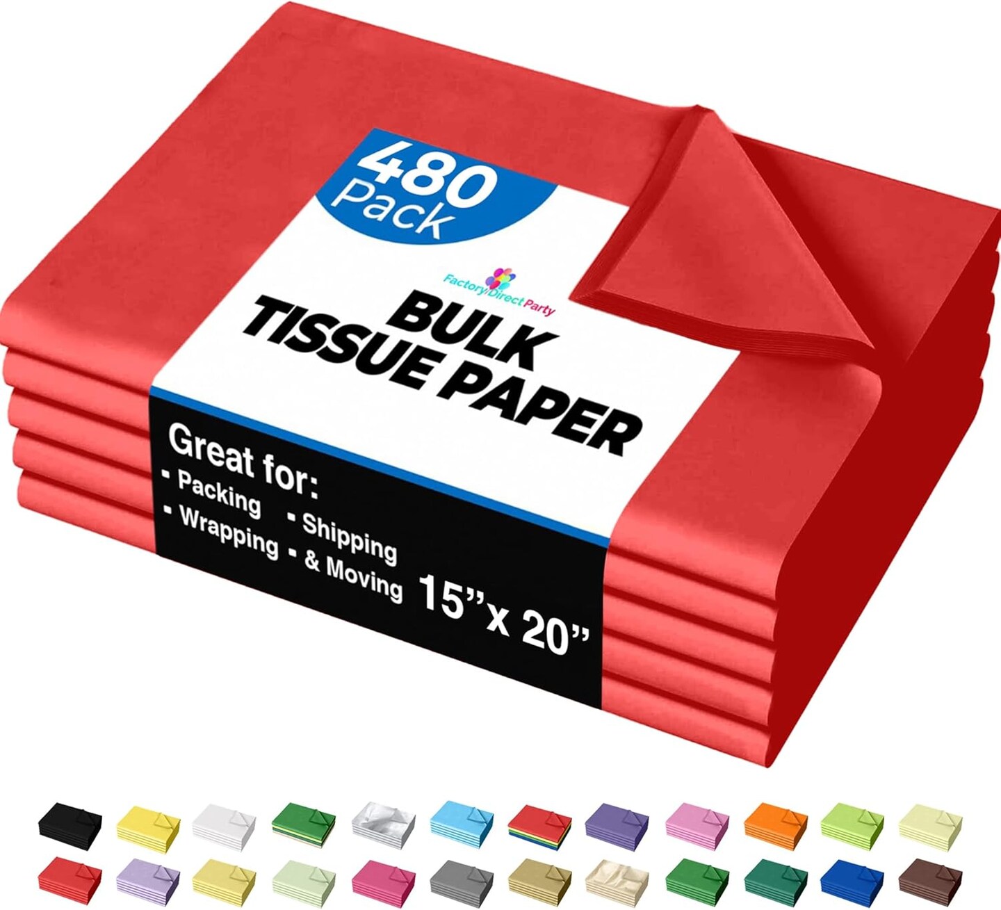 Tissue Paper for Gift Bags - 15" x 20" Bulk Tissue Paper Dark Blue 480 Sheets - 10lb Newsprint for Packing, Birthday Gift Box Filler, Packing Supplies for Moving Supplies