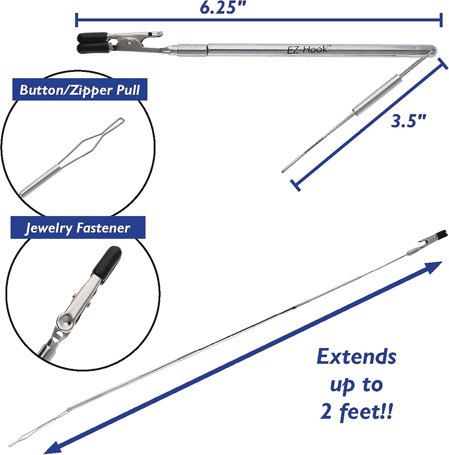 The Beadsmith EZ-Hook 3-in-1 Fastening Tool &#x2013; Bracelet Fastener, Zipper Pull &#x26; Button Looper, Jewelry Aid for One-Handed Use, Ideal for Necklaces, Bracelets &#x26; Clothing