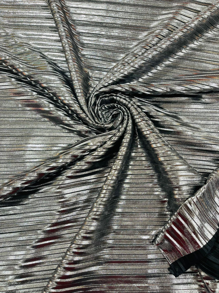 1 Yard Metallic Foil Accordion Pleated Polyester Fabric Lightweight Pleated Foil Sheer 58-60 inches width