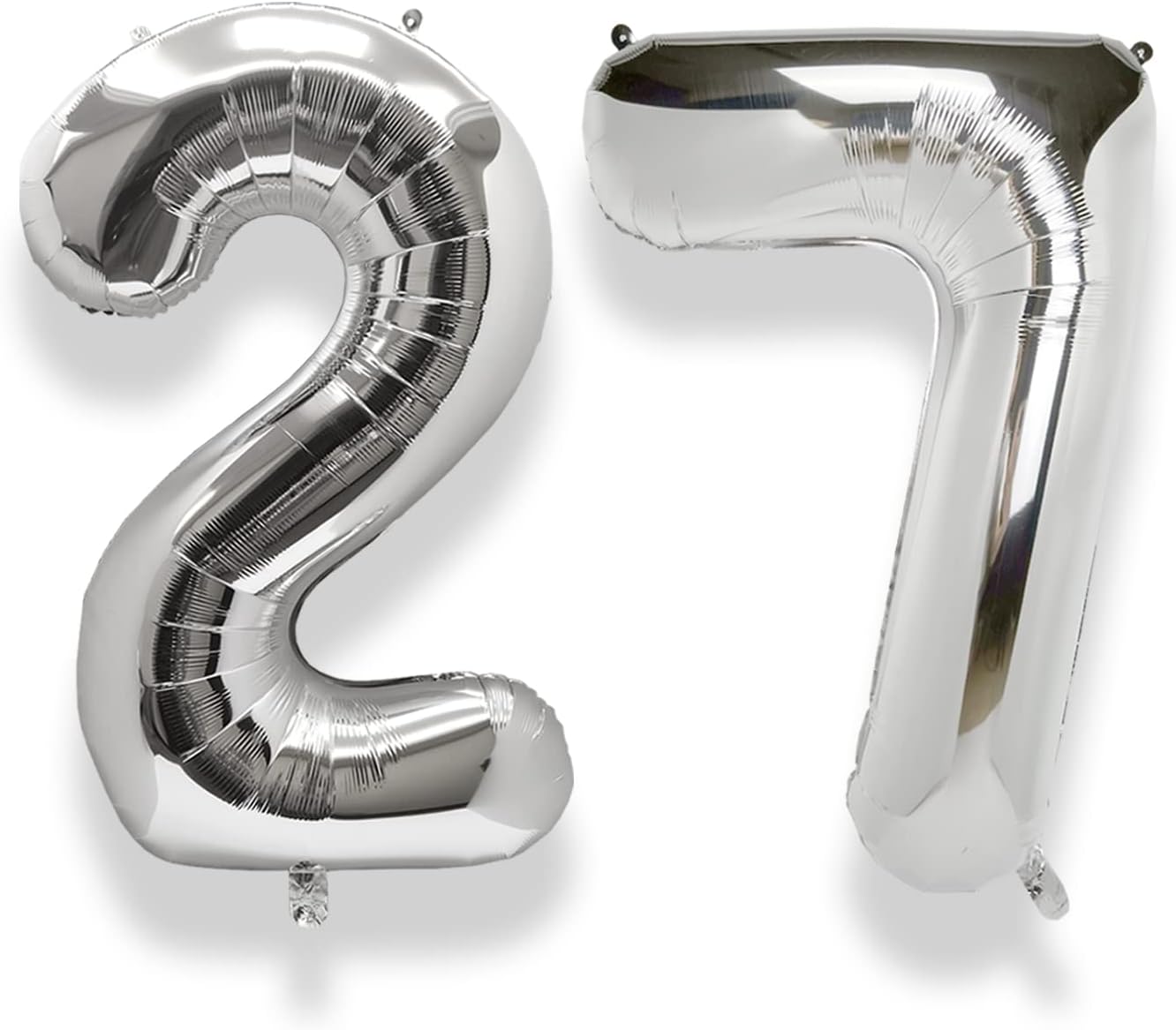 40 Inch Silver Number 27 Balloon – Giant Foil Mylar Balloon for 27th Birthday, Anniversary, and Party Decorations (Silver Numbers)