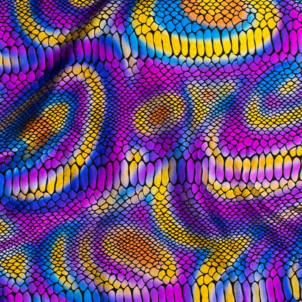 1 Yard Fever Snake Foil Stretch Nylon Spandex Fabric for Dancewear Swimwear Cosplay 56/57 Width