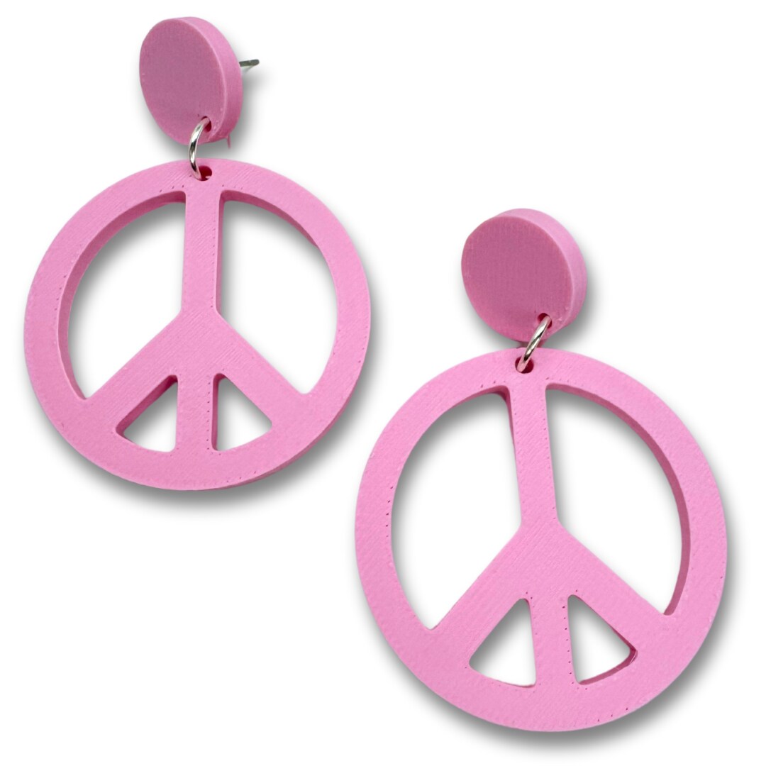 peace Peace Sign Earrings 3D Printed Retro Lightweight Stud