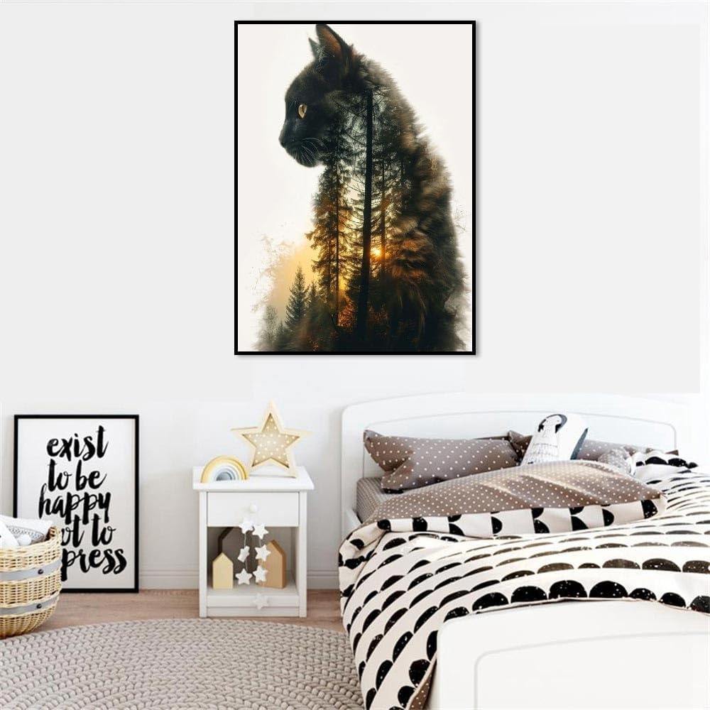 Forest Cat Paint by Numbers Kit for Adults – DIY Animal Acrylic Painting on Canvas, Beginner-Friendly Paint-by-Number Art for Gifts & Home Wall Décor, 16x20 Inch